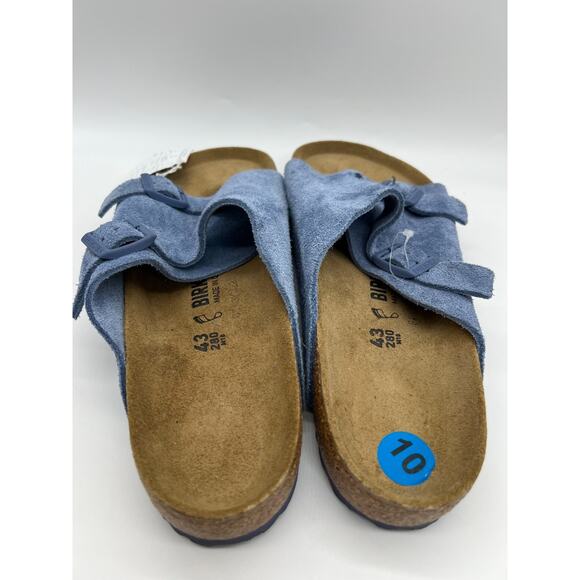 Birkenstock Zurich Sandals Suede Elemental Blue Buckle Mule Men Size 10 NWT - Picture 6 of 12